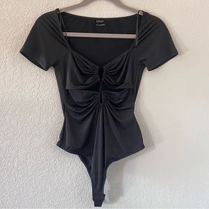UO Urban Outfitters Out from Under Black Cut-Out Ruched Bodysuit Small